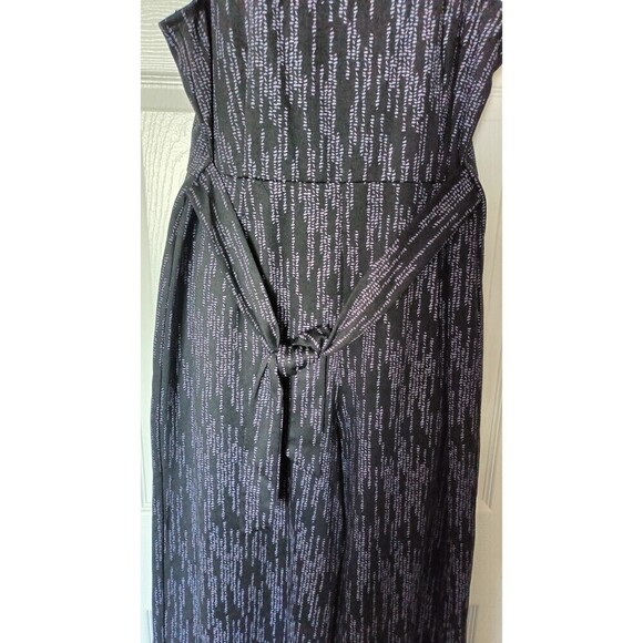Apt. 9 Wide Leg Romper Size XL Cropped Black Gray Textured Print Tie Belt New - Picture 5 of 8